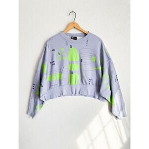 Nike Future Air Cropped Sweatshirt Lavender Purple Neon Green Graphic Print S